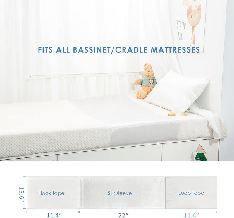 PROMEED 100% Mulberry Silk Bassinet Sleeve for Baby Bald Spots, Preminium 23 Momme Silk Bassinet Half Sheet for Baby Hair Loss(White) - Image 5